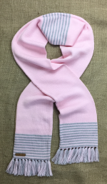 Halda Hita Ellery stripe accent scarf in pale pink and silver grey