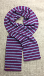 Halda Hita Lacuna stripe scarf in mid grey and garnet