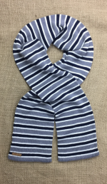 Halda Hita Monona stripe scarf in mid grey, cream and ink