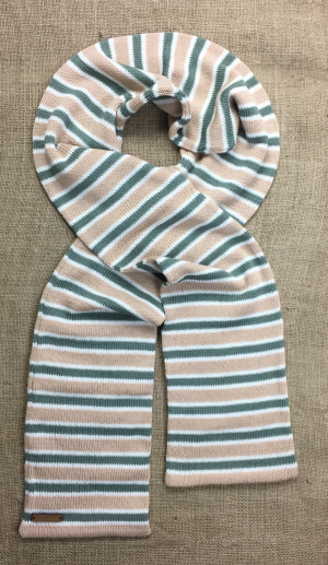 Halda Hita Monona stripe scarf in oatmeal, cactus and cream