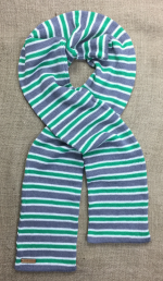 Halda Hita Monona stripe scarf in mid grey, cream and emerald